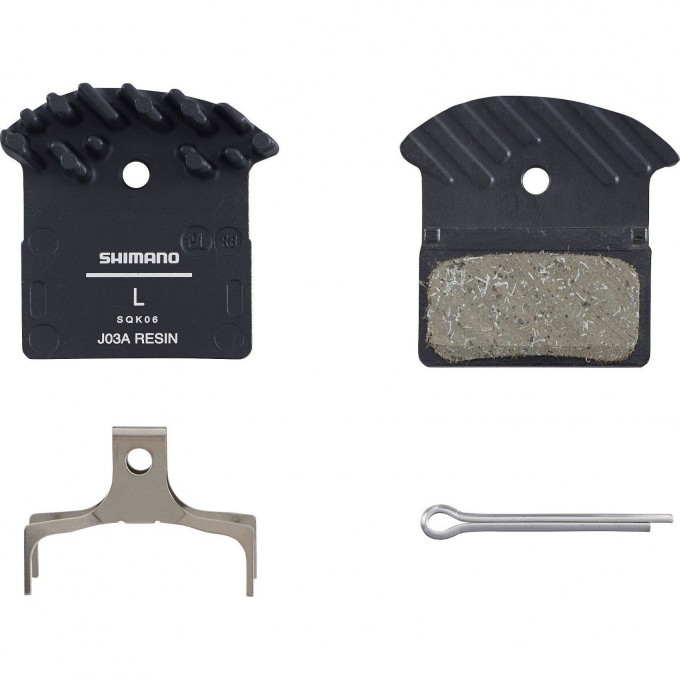 Тормозные колодки, для дисковых тормозов SHIMANO J03A, пластиковые, с радиатором, пара с пружинами, с шплинтом Y8Z298010 Тормозные колодки, для дисковых тормозов SHIMANO J03A, пластиковые, с радиатором, пара с пружинами, с шплинтом Y8Z298010